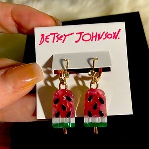 NWT Betsey Johnson Watermelon Popsicle earrings super fun summer 4th of July